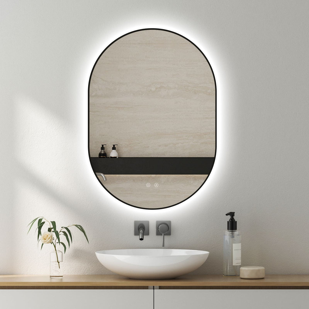 LED zrkadlo Selene Gold & Black