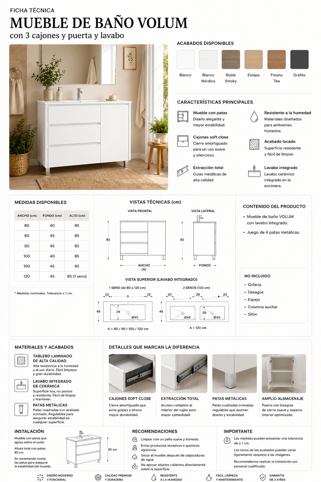 "AKCIA" Set nábytku VOLUM + LED zrkadlo Megan s umývadlom