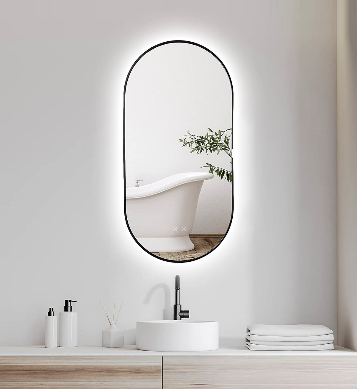 LED zrkadlo Selene Gold & Black