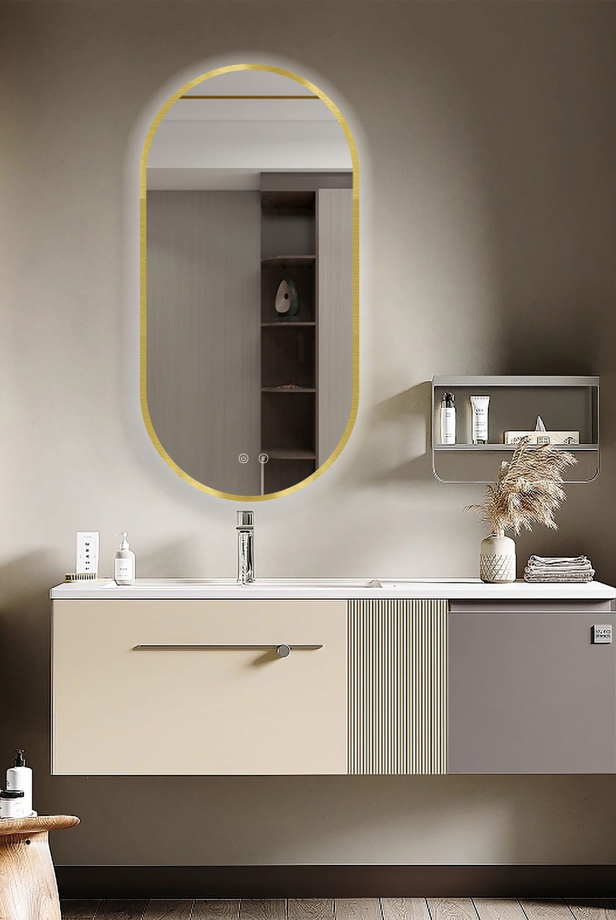 LED zrkadlo Selene Gold & Black
