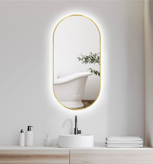 LED zrkadlo Selene Gold & Black
